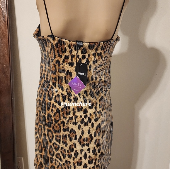 Forever 21 Brown Black Sequin Leopard Print Mini Dress - Picture 2 of 3
